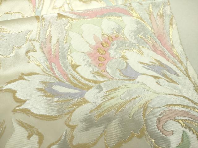 平和屋着物▼西陣　服部織物謹製　六通柄袋帯　更紗花文　金銀糸　正絹　逸品　DABI6006ps