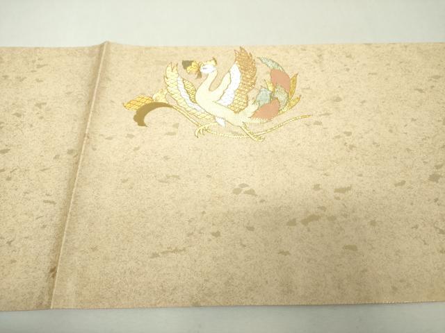 平和屋着物▼太鼓柄袋帯　駒刺繍　鳳凰花唐草　金銀糸　引箔　正絹　逸品　DABI6015ps