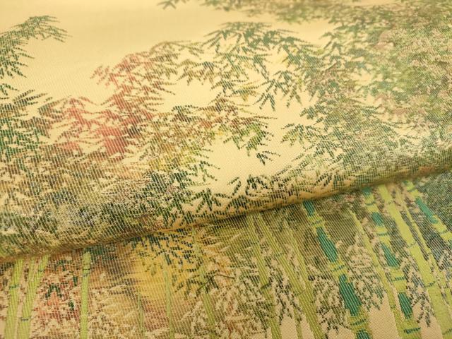 平和屋着物▼六通柄袋帯　竹林　正絹　逸品　DABI6018ps