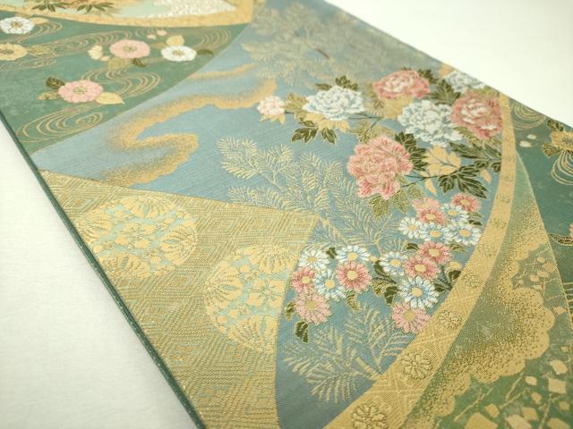 平和屋着物▼六通柄袋帯　松竹梅　吉祥花絵巻　金銀糸　引箔　正絹　逸品　DABI6023ps