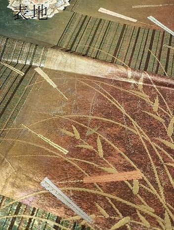 平和屋着物▼六通柄袋帯　唐織　扇面鳳凰花文　金銀糸　引箔　正絹　逸品　DABI6027ps