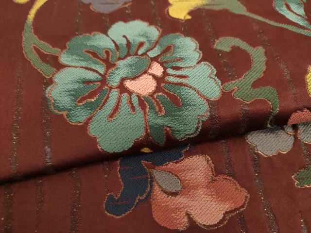 平和屋着物▼六通柄袋帯　更紗花唐草文　金糸　正絹　逸品　DABI6032ps