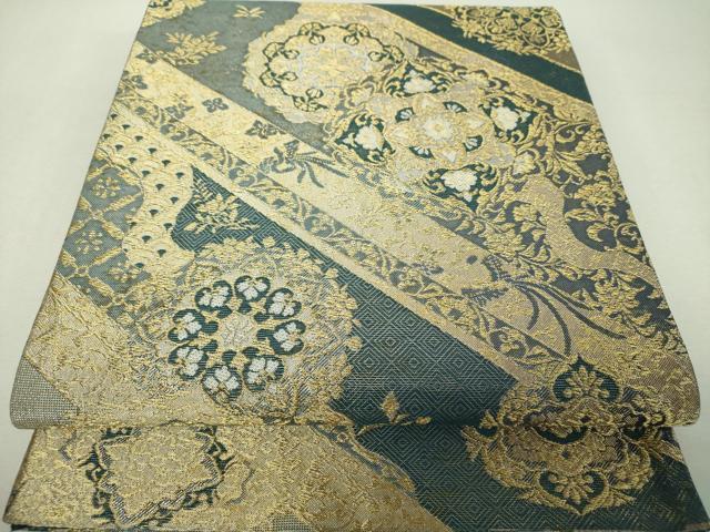 平和屋着物▼六通柄袋帯　富貴乃華　日本のコレクション　金銀糸　正絹　逸品　DABI6034ps