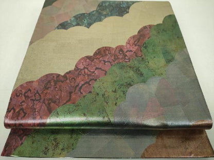 平和屋着物▼六通柄袋帯　雲重ね　金銀彩　正絹　逸品　DABI6041ps
