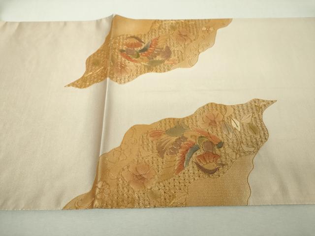 平和屋着物▼中国三大刺繍　スワトウ刺繍　汕頭刺繍　総刺繍　太鼓柄袋帯　駒刺繍　舞蝶花文　金彩　正絹　逸品　DABI6044ps