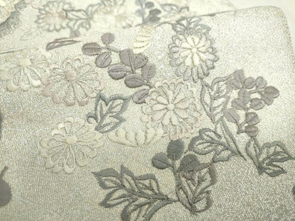 平和屋着物▼綴れ　太鼓柄袋帯　総刺繍　草花文　金銀糸　正絹　逸品　DABI6048ps