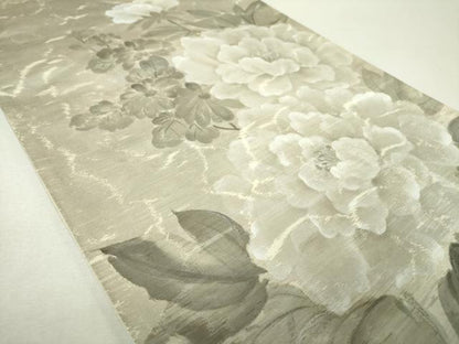 平和屋着物▼太鼓柄袋帯　作家物　刺繍　手描き　牡丹文　金銀糸　正絹　逸品　DABI6056ps