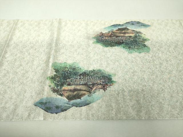 平和屋着物▼太鼓柄袋帯　手描き　世界文化遺産　清水寺　金糸　引箔　正絹　逸品　DABI6058ps
