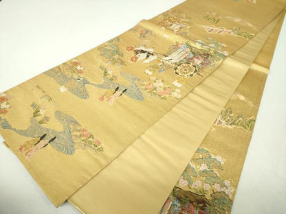 平和屋着物▼六通柄袋帯　作家物　葵祭　金糸　引箔　正絹　逸品　DABI6060ps