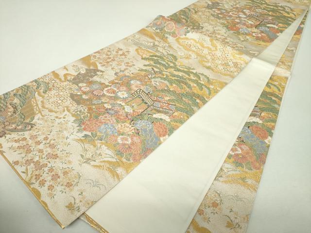 平和屋着物▼全通柄袋帯　皇鳳錦　金糸　正絹　逸品　DABI6061ps