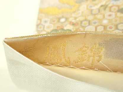 平和屋着物▼全通柄袋帯　皇鳳錦　金糸　正絹　逸品　DABI6061ps