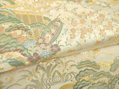 平和屋着物▼全通柄袋帯　皇鳳錦　金糸　正絹　逸品　DABI6061ps