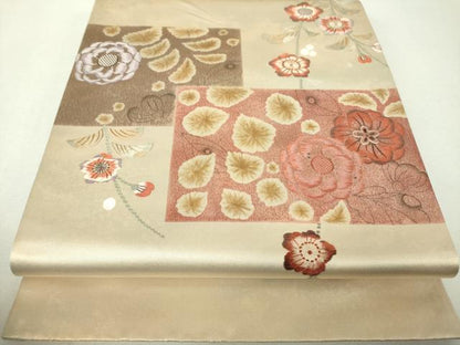 平和屋着物▼太鼓柄袋帯　刺繍　辻が花　金糸　引箔　正絹　逸品　DABI6070ps