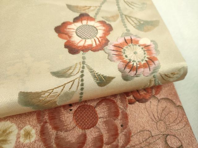 平和屋着物▼太鼓柄袋帯　刺繍　辻が花　金糸　引箔　正絹　逸品　DABI6070ps