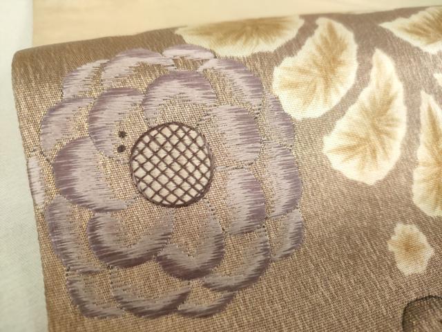 平和屋着物▼太鼓柄袋帯　刺繍　辻が花　金糸　引箔　正絹　逸品　DABI6070ps