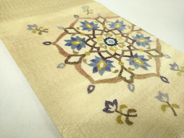 平和屋着物＊夏物　太鼓柄袋帯　モール　正倉院花文　正絹　逸品　DABI6073ps
