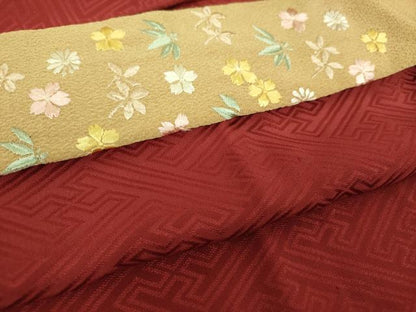 平和屋着物●上質な長襦袢　無双仕立て　半衿刺繍　紗綾形地紋　正絹　逸品　DABI6098ps