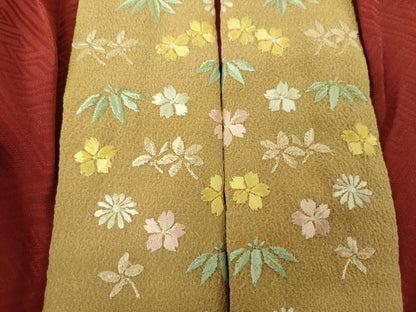 平和屋着物●上質な長襦袢　無双仕立て　半衿刺繍　紗綾形地紋　正絹　逸品　DABI6098ps