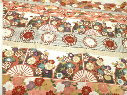 平和屋着物●十日町老舗ブランド　吉澤友禅　吾妻徳穂　振袖　駒刺繍　宝尽くし　扇面吉祥花文　金彩　正絹　逸品　DABI6110ps