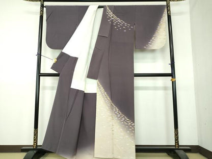 平和屋着物●訪問着　作家物　総刺繍　霞文　暈し染め　金糸　正絹　逸品　DABI6114ps