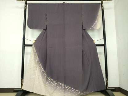 平和屋着物●訪問着　作家物　総刺繍　霞文　暈し染め　金糸　正絹　逸品　DABI6114ps