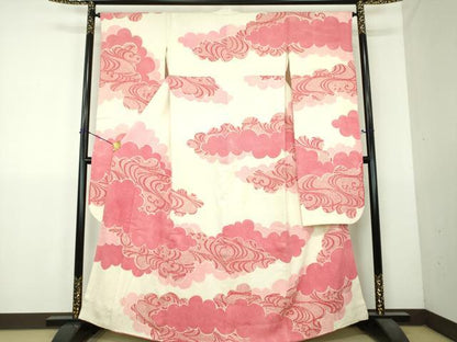平和屋着物●豪華振袖　総絞り　雲重ね流水文　正絹　逸品　DABI6120ps