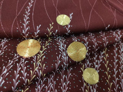 平和屋着物●訪問着　駒刺繍　草葉丸文　金糸　正絹　逸品　DABI6122ps