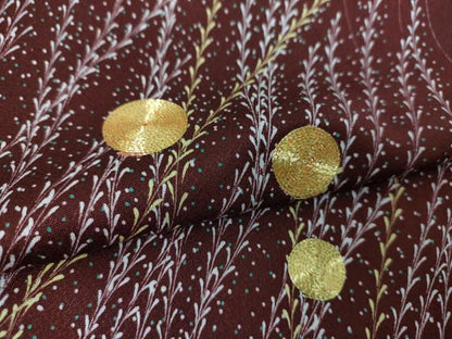 平和屋着物●訪問着　駒刺繍　草葉丸文　金糸　正絹　逸品　DABI6122ps