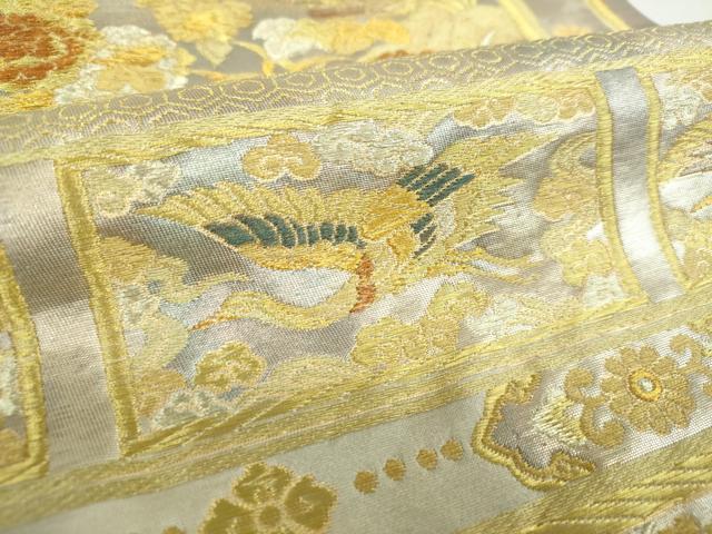 平和屋着物▼六通柄袋帯　鳳凰花文　金銀糸　引箔　正絹　逸品　DABI6133ps