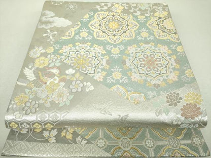 平和屋着物▼六通柄袋帯　正倉院鳳凰花文　金銀糸　正絹　逸品　DABI6145ps