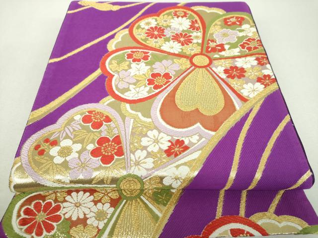 平和屋着物▼六通柄袋帯　唐織　吉祥花文　金糸　正絹　逸品　DABI6164ps