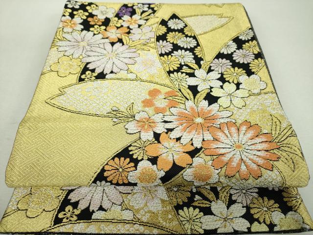 平和屋着物▼六通柄袋帯　舞花文　金銀糸　正絹　逸品　DABI6170ps