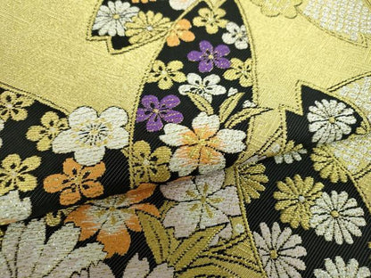 平和屋着物▼六通柄袋帯　舞花文　金銀糸　正絹　逸品　DABI6170ps