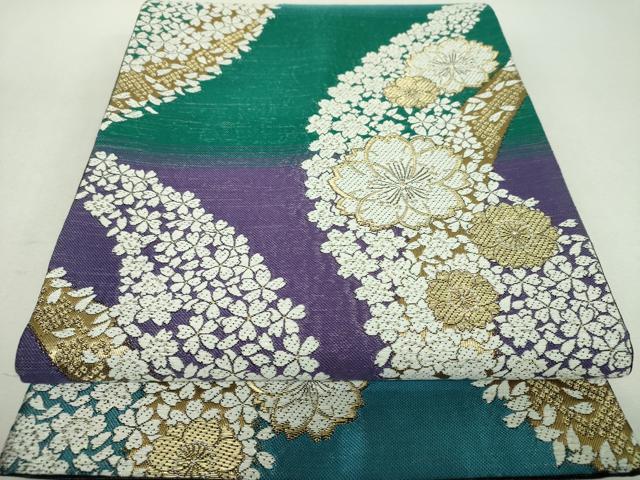 平和屋着物▼六通柄袋帯　舞桜　金糸　正絹　逸品　DABI6171ps