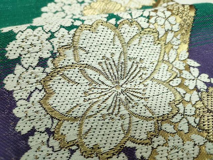平和屋着物▼六通柄袋帯　舞桜　金糸　正絹　逸品　DABI6171ps