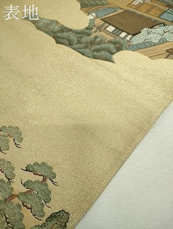 平和屋着物▼全景全通柄袋帯　作家物　金襴綴　古都洛中洛外　金糸　正絹　逸品　DABI6179ps