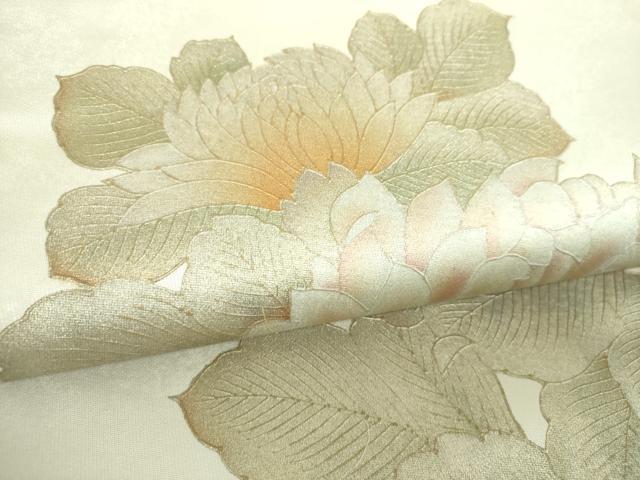 平和屋着物▼太鼓柄袋帯　草花文　金銀彩　引箔　正絹　逸品　DABI6181ps