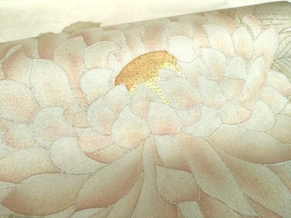 平和屋着物▼太鼓柄袋帯　草花文　金銀彩　引箔　正絹　逸品　DABI6181ps