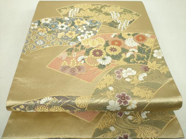 平和屋着物▼六通柄袋帯　唐織　地紙花文　金銀糸　正絹　逸品　DABI6183ps