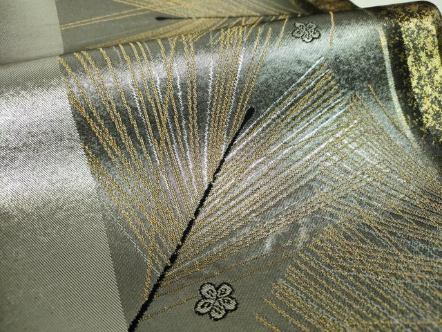 平和屋着物▼西陣　老舗　渡文謹製　手織　六通柄袋帯　綾錦　梅松文　金銀糸　引箔　正絹　逸品　DABI6185ps