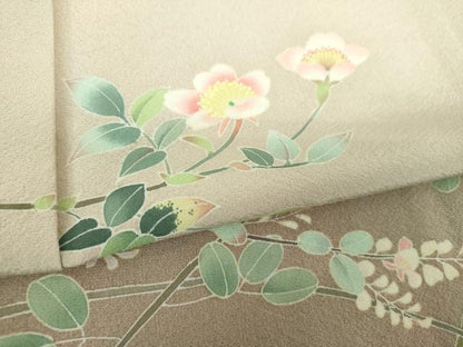 平和屋着物●訪問着　友禅　草花文　暈し染め　正絹　逸品　DABI6202ps