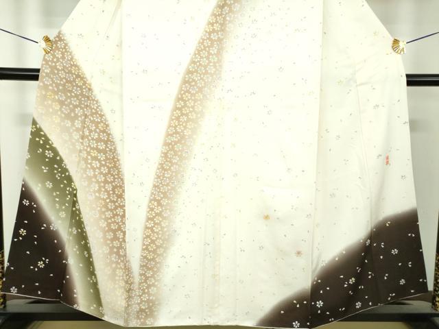 平和屋着物●訪問着　作家物　駒刺繍　舞桜　暈し染め　金糸　反端付き　正絹　逸品　DABI6203ps