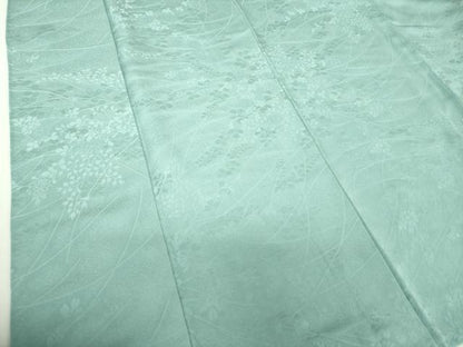 平和屋着物●上質な色無地　草花地紋　青竹色　正絹　逸品　DABI6204ps