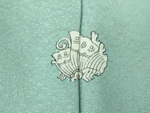 平和屋着物●上質な色無地　草花地紋　青竹色　正絹　逸品　DABI6204ps