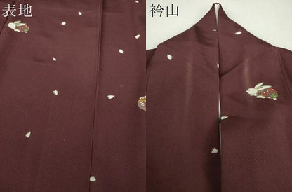 平和屋着物●上質な小紋　桜手毬　兎　金彩　正絹　逸品　DABI6205ps