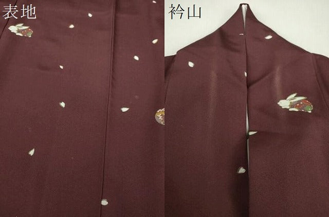 平和屋着物●上質な小紋　桜手毬　兎　金彩　正絹　逸品　DABI6205ps