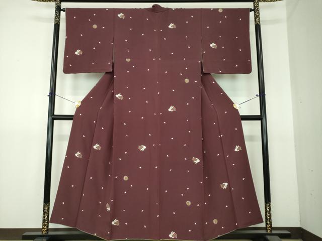 平和屋着物●上質な小紋　桜手毬　兎　金彩　正絹　逸品　DABI6205ps