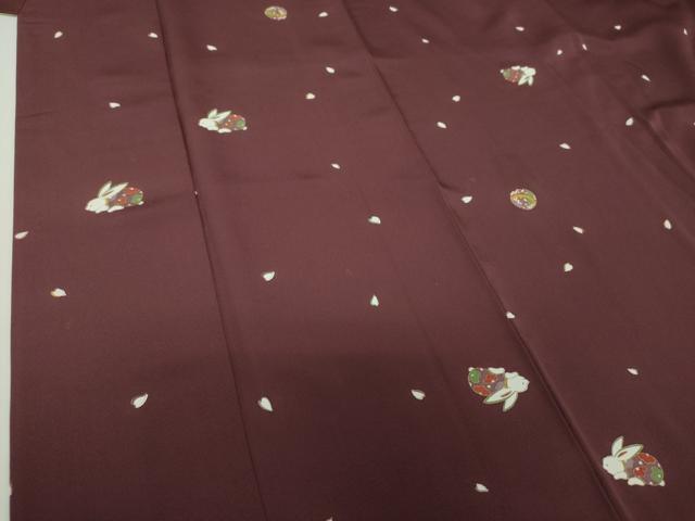 平和屋着物●上質な小紋　桜手毬　兎　金彩　正絹　逸品　DABI6205ps
