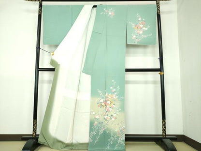 平和屋着物●訪問着　扇面花文　暈し染め　金彩　正絹　逸品　未使用　DABI6209ps