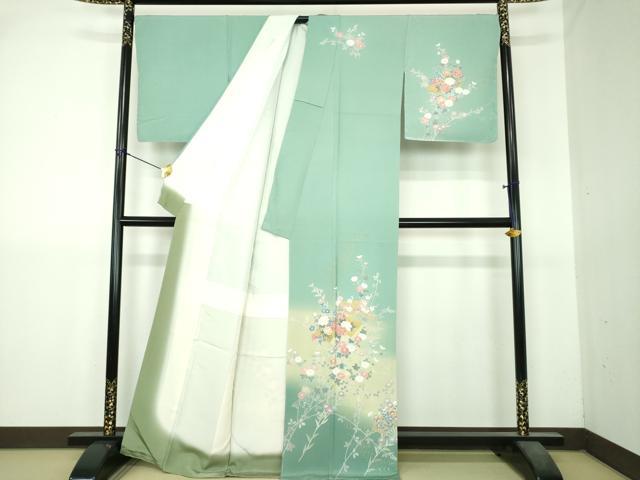 平和屋着物●訪問着　扇面花文　暈し染め　金彩　正絹　逸品　未使用　DABI6209ps